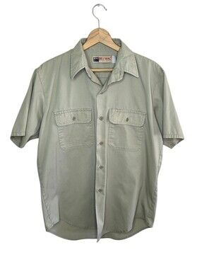 Vintage Big Mac JCPenney Workwear Short Sleeve Button Up Shirt Beige